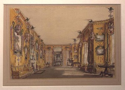 A Sala de Desenho Amarela (Norte) (cor litho) de Augustus Welby Pugin