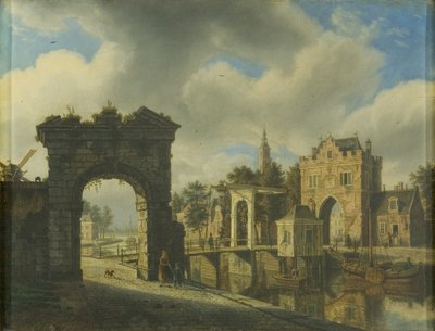 Cena do canal com ponte levadiça de Augustus Wijnands