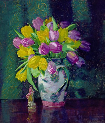 Tulipas Amarelas e Mauve num Vaso de Augustus William Enness