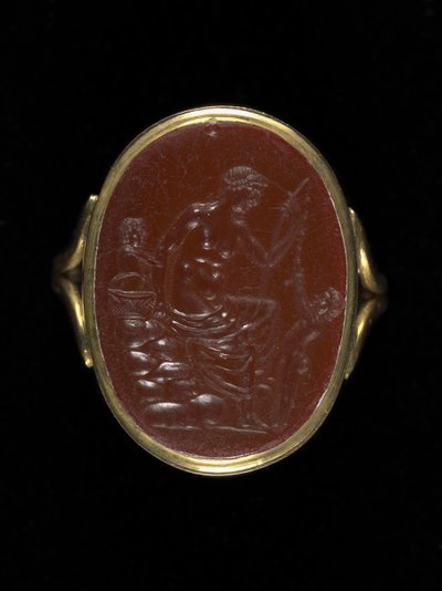 Pedra anelar representando Afrodite, c.100-70 BC (carneliana) de Aulos Aulos
