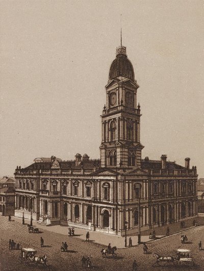 Melbourne, Austrália: Hotham Town Hall (litografia) de Australian School