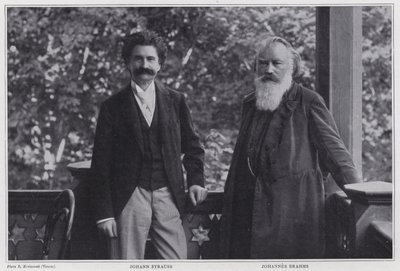 Compositores Johann Strauss the Younger e Johannes Brahms, Viena de Austrian Photographer