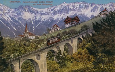 Innsbruck - funicular ferroviária e viaduto. Postal enviado em 1913. de Austrian Photographer