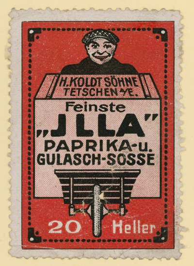 Anúncio para o molho de páprica e goulash Jlla de Austrian School