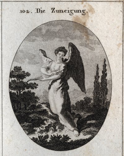 Alegoria de afeto ou bondade. O seu atributo é a lezarda, símbolo da sua bondade e afeição natural pelos homens. Gravura em "Iconologie oder Ideen aus dem Gebiet der Leidenschaften und Allegorien bildestellt fur Zeichner, Mahler, Dichter", de Austrian School