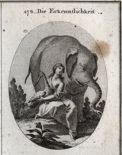 Alegoria de gratidão. Seus símbolos são a cegonha porque ela presta a seu pai na velhice o mesmo serviço que recebeu na juventude e o elefante porque muito grato, ele é capaz de expor sua vida intrépida, lutando por seu mestre de Austrian School