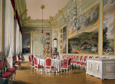 Sala de jantar em Apartamentos Imperiais, Palácio Schoenbrunn (Património Mundial da UNESCO) de Austrian School