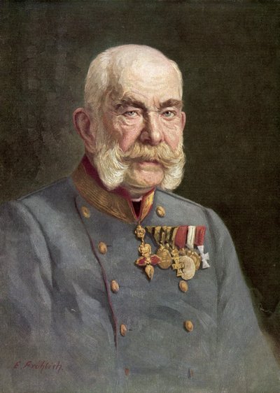 Franz Joseph I, Imperador da Áustria (litografia a cores) de Austrian School