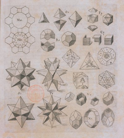 Formas geométricas, de Harmonices Mundi por Johannes Kepler (1571-1630) publicado em Linz, 1619 de Austrian School