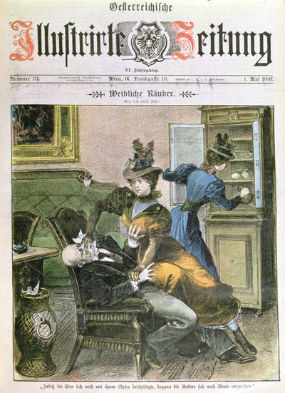 Lady Robbers, primeira página do Illustrierte Zeitung, maio de 1897 de Austrian School