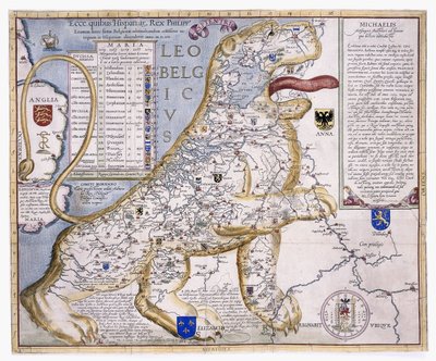 Leo Belgicus, mostrando os Países Baixos em forma de leão, 1586 de Austrian School