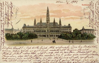 Cartão postal, descrevendo, a, corredor cidade, em, viena de Austrian School