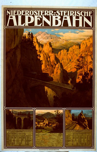 Cartaz para a ferrovia alpina de Niederösterr-Styrian de Austrian School