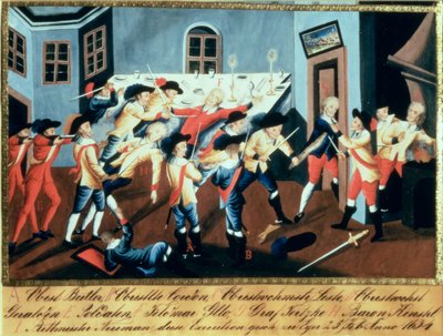 A detenção de Albrecht von Wallenstein (1583-1634) em Eger por uma força de oficiais irlandeses e escoceses sob o comando do General Butler de Austrian School