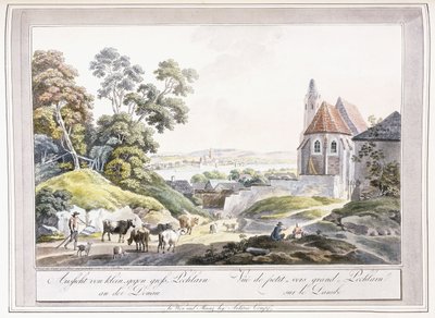 Vista do pequeno e grande Pechlarn no Danúbio, 1779-1792 de Austrian School