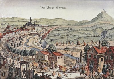 Vista do norte de Viena com o Schlos Hernals e as colinas de Kahlenberg ao fundo (gravura) de Austrian School