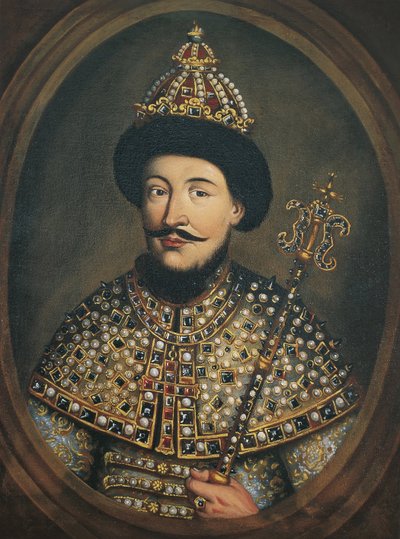Retrato do czar Alexis I Mikhailovich da Rússia 1629-1676, 1670s de Austrian master