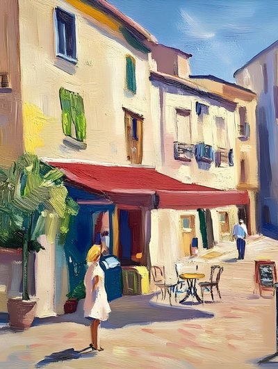 Encantadora rua dos cafés europeus de Avanesova Elena