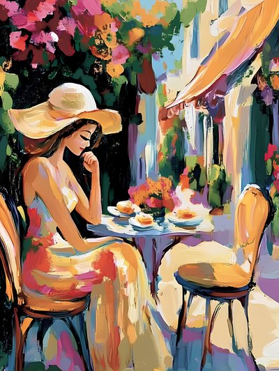 Uma tarde colorida no café de Avanesova Elena