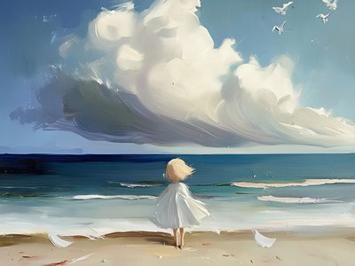 Menina a contemplar o mar de Avanesova Elena