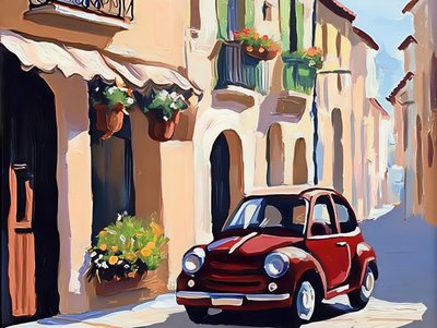Red Car European Street de Avanesova Elena