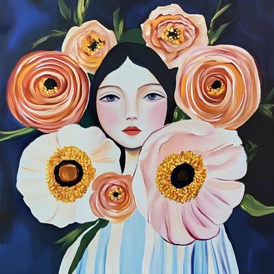 Retrato floral sereno de Avanesova Elena