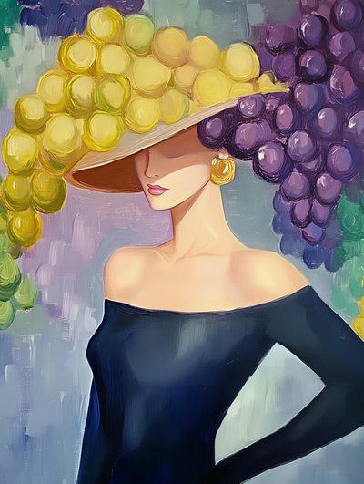 Chapéu elegante com padrão de uvas para mulher de Avanesova Elena