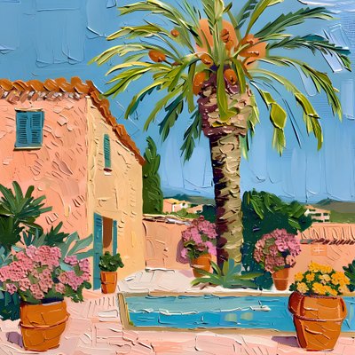 Pátio mediterrânico cheio de vida de Avanesova Elena