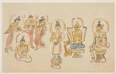 (Caricaturas do templo de Asakusa Kannon A), c. 1900 de Awashima Kangestu
