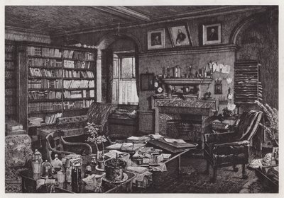 Charles Darwins estuda na Down House (litho) de Axel (after) Haig