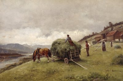 Conduzindo feno (óleo sobre tela) de Axel Hjalmar Ender