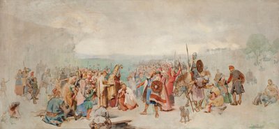 O Batismo de Olof Skötkonung em Husaby por Sigfrid da Suécia. de Axel Kulle