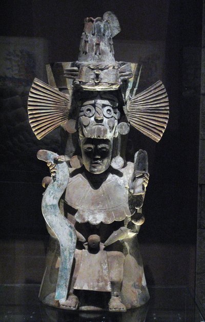 Queimador de incenso na forma do deus Tlaloc, Tlahuac, período pós-clássico tardio, c.1500 de Aztec