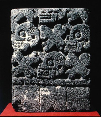 Tzompantli, período pós clássico tardio (1300-1521) (pedra) de Aztec Aztec
