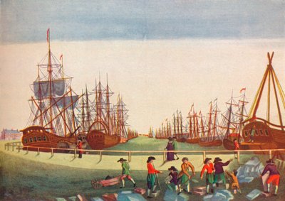 Navios baleeiros em Kingston On Hull, c1780 de B. F. Liezel