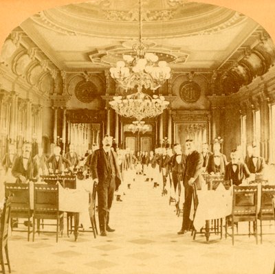O Great Dining Hall, Windsor Hotel, disse ser o melhor do mundo, Montreal, Canadá, 1894. de B. W. Kilburn