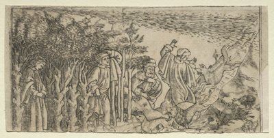 Dante Perdido na Floresta: Escapando e Encontrando Virgílio, Canto I, 1481. de Baccio Baldini