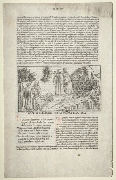 Dante e Virgílio com a visão de Beatrice, c. 1481-1485. de Baccio Baldini