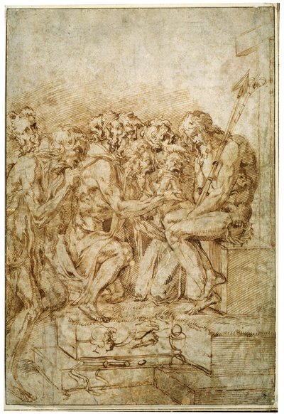 Cristo com símbolos de paixões, assistido por sete figuras, início do século XVI de Baccio Bandinelli
