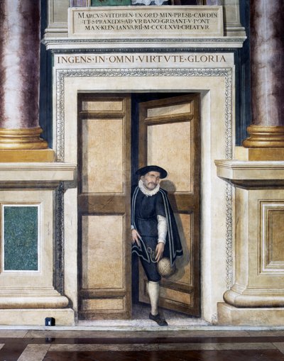 Porta falsa (século XVI), por Baldassare Croce (1558-1628), fresco, parede sul da Sala Regal, Câmara Municipal, Roma, Lazio, Itália de Baldassare Croce