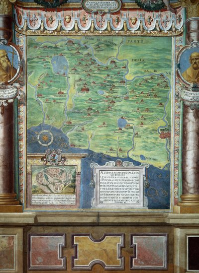 As terras da Túcia Romana doadas pela Condessa Matilda à Igreja, detalhe dos frescos por Baldassare Croce de Baldassare Croce