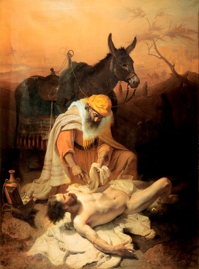 O Samaritano do Evangelho, 1851 (óleo sobre tela) de Baldassare Verazzi