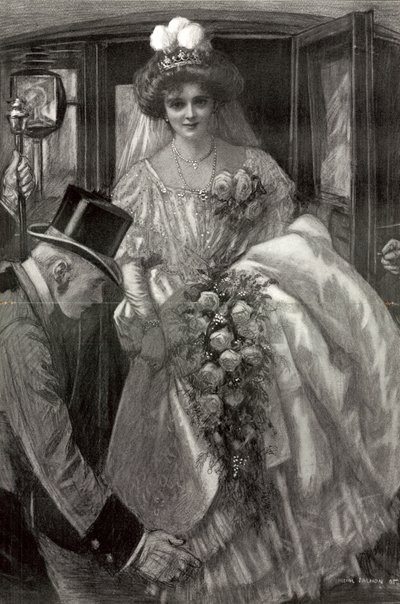 A debutante a sair da sua carruagem para ser recebida na Corte (litografia) de Balliol (after) Salmon
