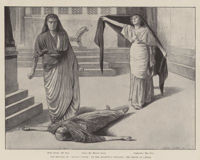 A reposição de "Júlio César" no Teatro de Sua Majestade, a morte de César (gravura) de Balliol (after) Salmon