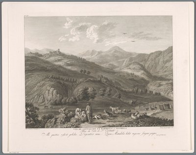 Vista de Cantalupo Bardella em Mandela
Vüe de Cantalupo et Bardella anc. Mandela (título sobre o objecto)
Suite de VI vues des Environs de Rome (...) (título da série) de Balthasar Anton Dunker