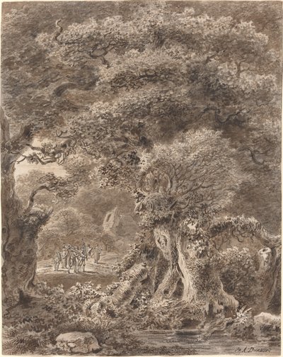 Músicos viajando por uma floresta de Balthasar Anton Dunker