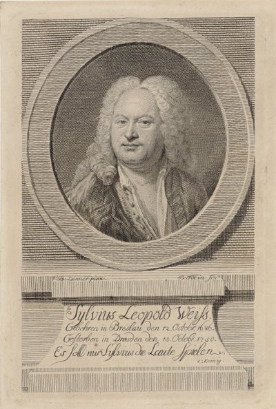 Retrato de Sylvius Leopold Weiss 1686-1750, 1750. de Balthasar Denner