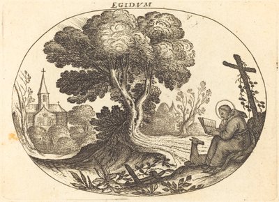 Santo Egídio e uma corça de Balthasar Moncornet