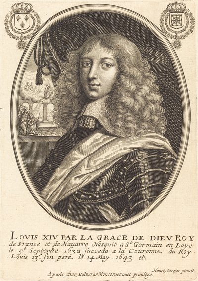 Luís XIV, rei da França de Balthasar Moncornet after Henry Stresor