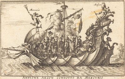 Amphion de argônio conduzido por Mercúrio de Balthasar Moncornet after Remigio Cantagallina